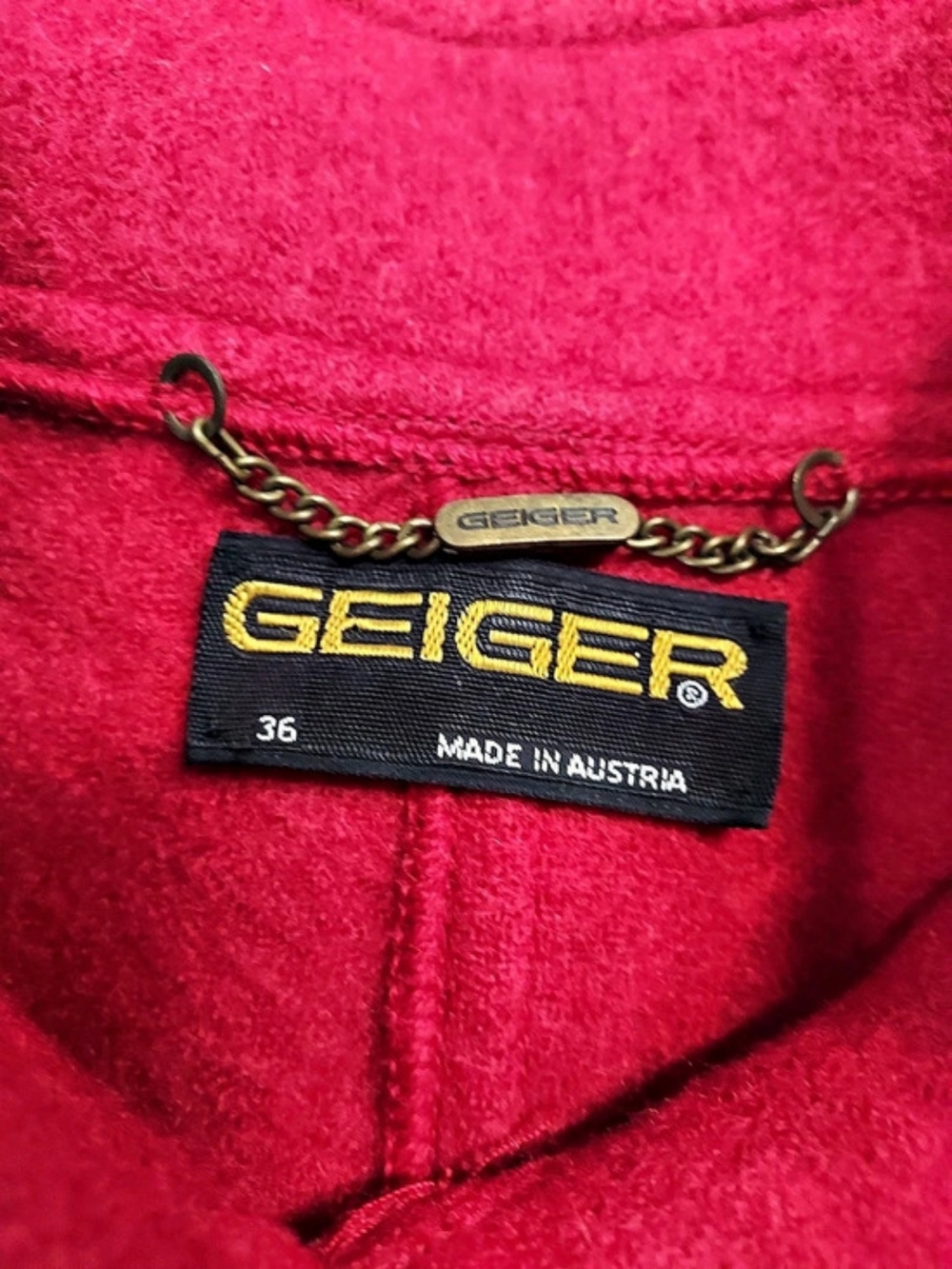 Geiger Boiled Wool Jacket Red Wool Pea Coat Size 36